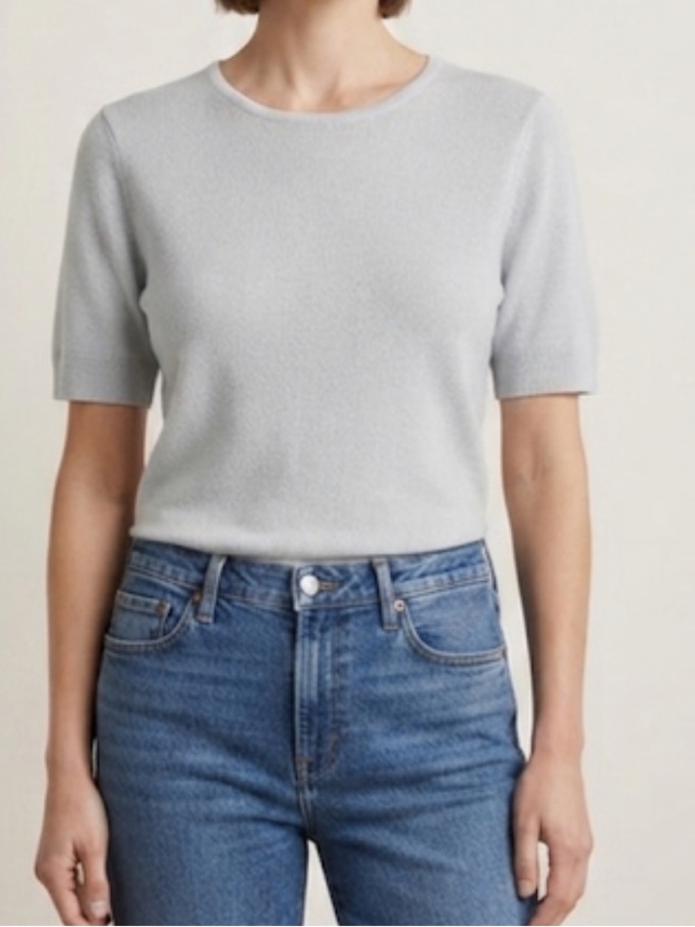 APPLESEED’S Short Sleeve Sweater Pale Blue Medium